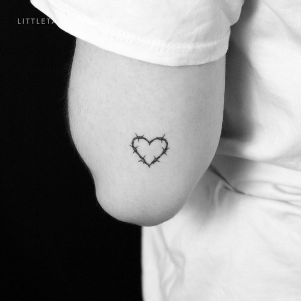 Heart Shaped Barbed Wire Temporary Tattoo - Set of 3