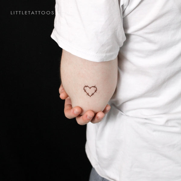 Heart Shaped Barbed Wire Temporary Tattoo - Set of 3