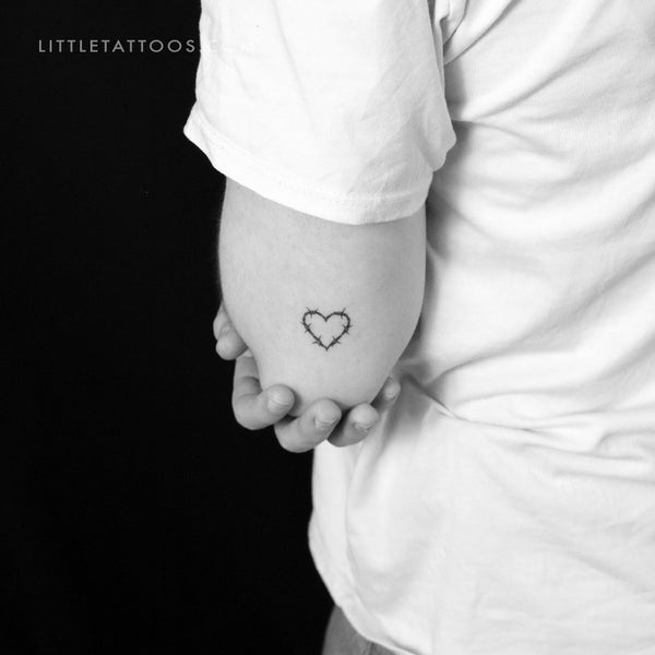Heart Shaped Barbed Wire Temporary Tattoo - Set of 3