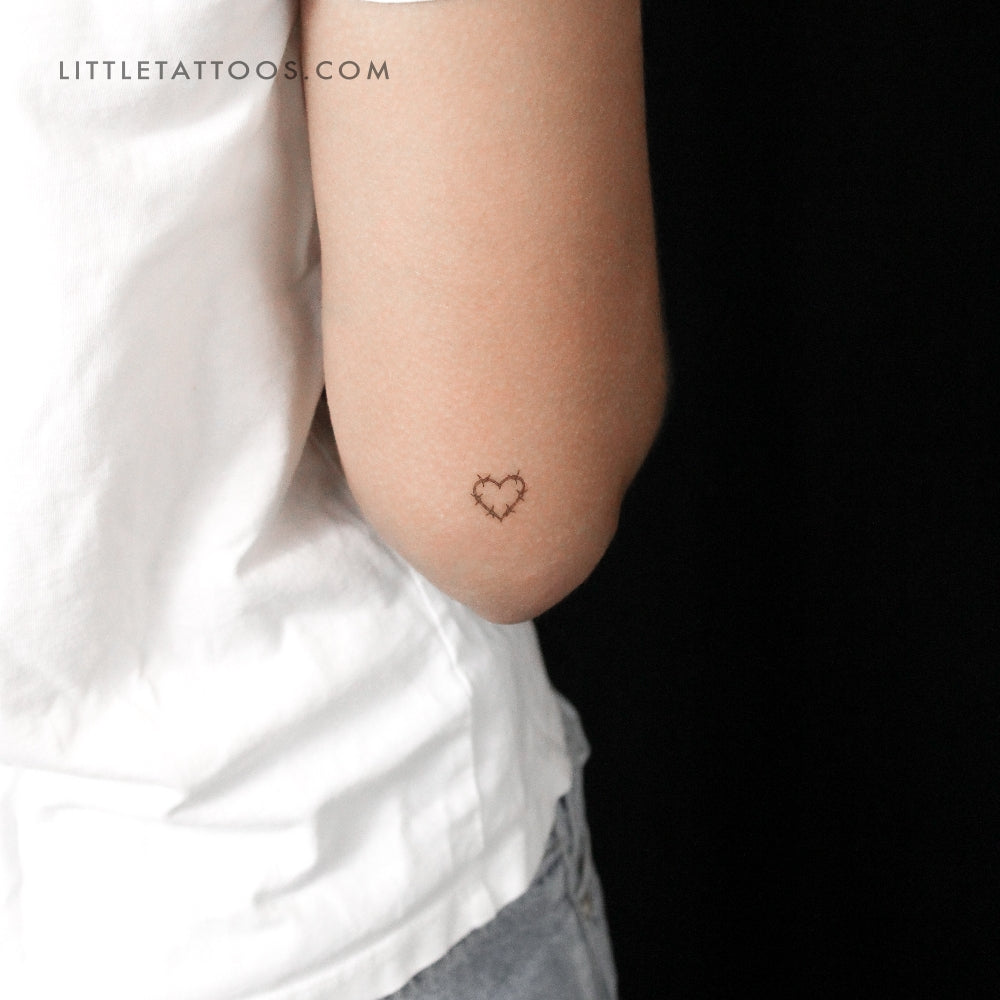 Little Barbed Wire Heart Temporary Tattoo - Set of 3