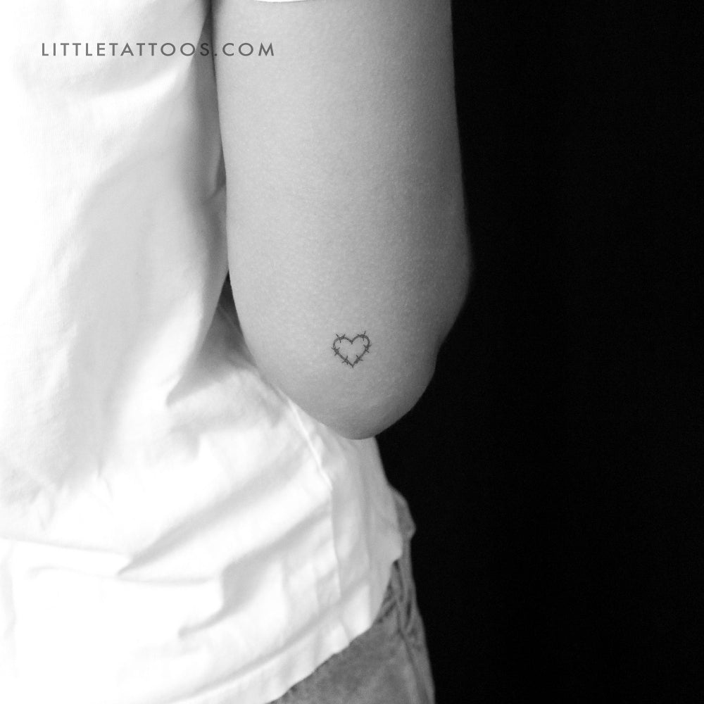 Little Barbed Wire Heart Temporary Tattoo - Set of 3