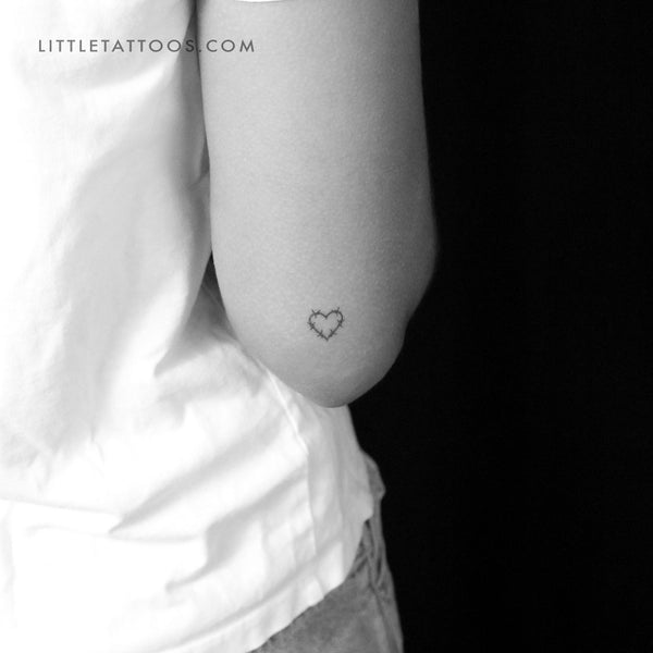 Little Barbed Wire Heart Temporary Tattoo - Set of 3