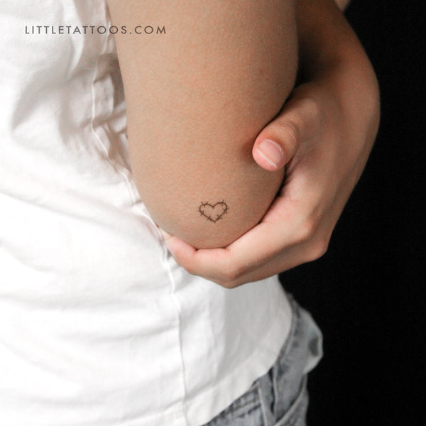 Little Barbed Wire Heart Temporary Tattoo - Set of 3