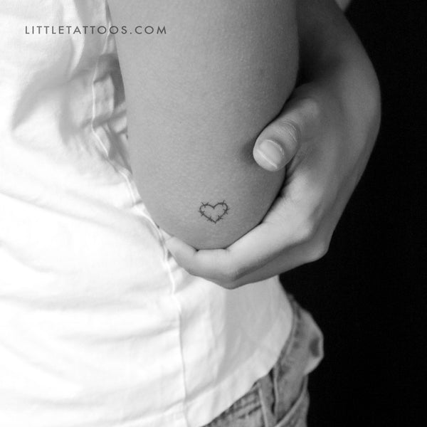 Little Barbed Wire Heart Temporary Tattoo - Set of 3