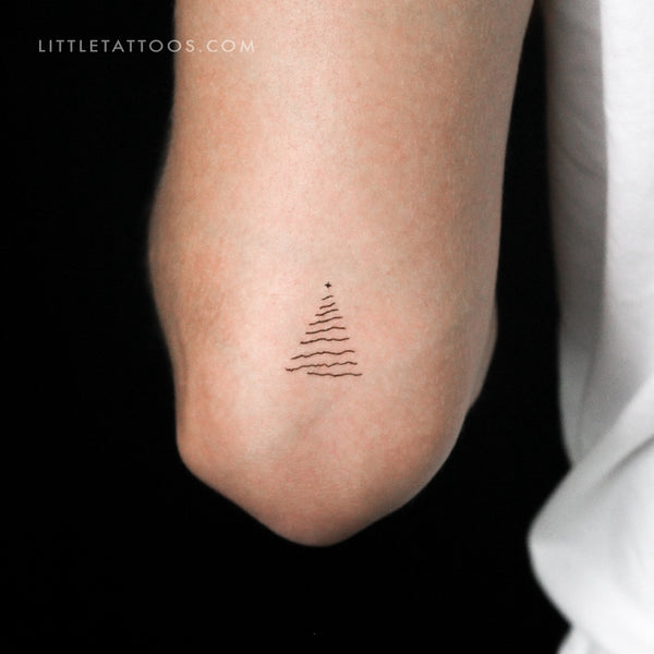 Fine Line Christmas Tree Temporary Tattoo - Set of 3