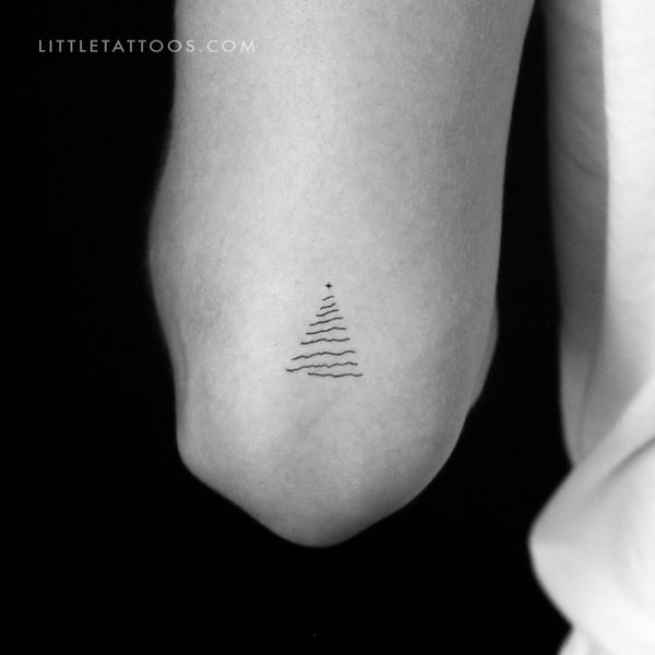Fine Line Christmas Tree Temporary Tattoo - Set of 3