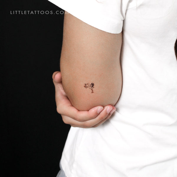 White Storks Delivering Baby Temporary Tattoo - Set of 3