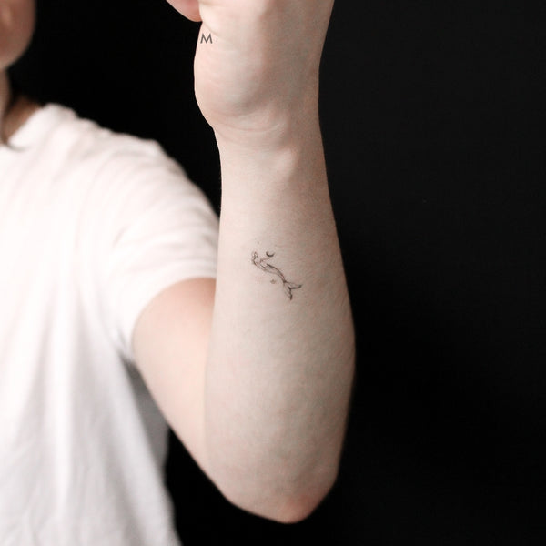 Moon Holding Mermaid By Stefano Mazza Temporary Tattoo - Set of 3