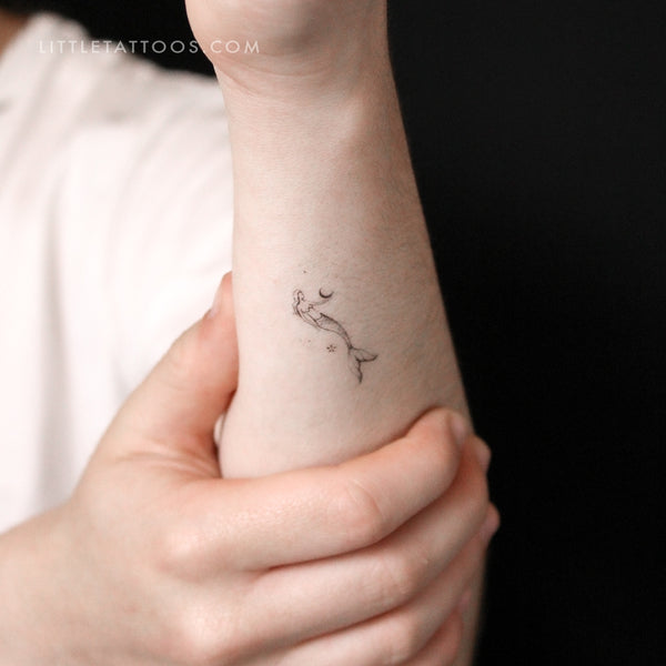 Moon Holding Mermaid By Stefano Mazza Temporary Tattoo - Set of 3