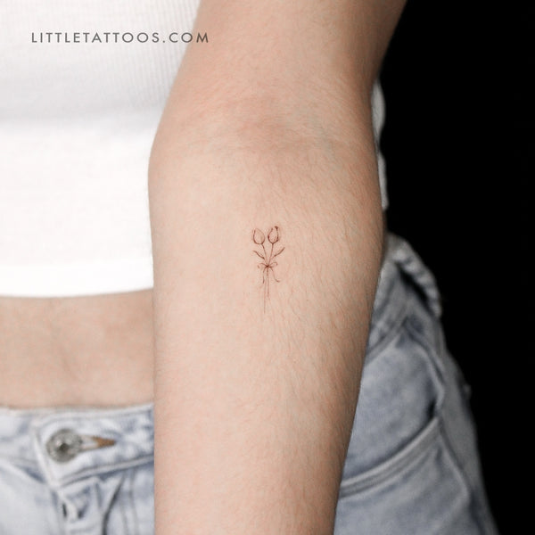 Tulip Couple Temporary Tattoo By Stefano Mazza - Set of 3