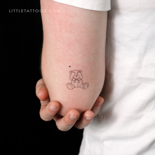 Shy Teddy Bear Temporary Tattoo By Stefano Mazza - Set of 3