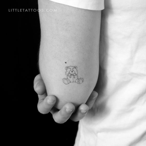 Shy Teddy Bear Temporary Tattoo By Stefano Mazza - Set of 3