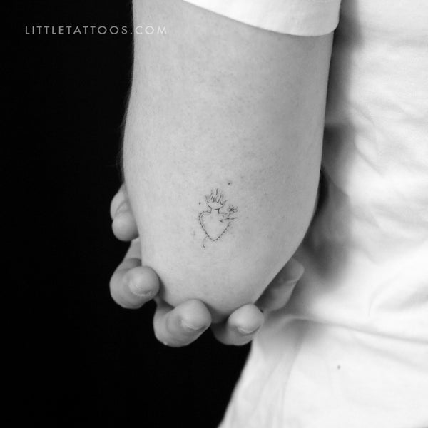 Sacred Heart And Flower By Stefano Mazza Temporary Tattoo - Set of 3