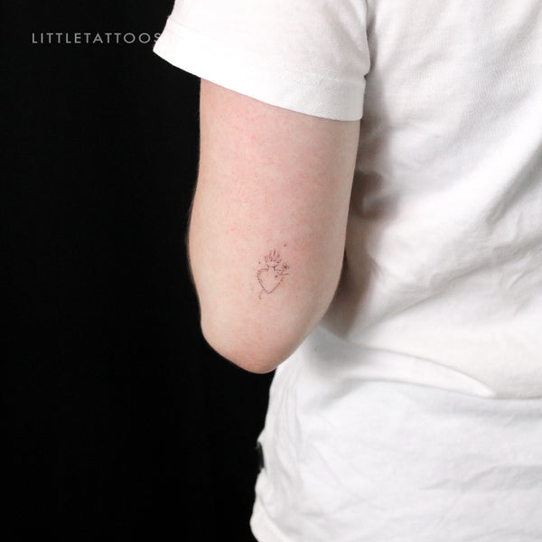 Sacred Heart And Flower By Stefano Mazza Temporary Tattoo - Set of 3