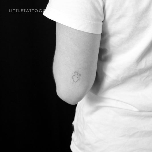 Sacred Heart And Flower By Stefano Mazza Temporary Tattoo - Set of 3