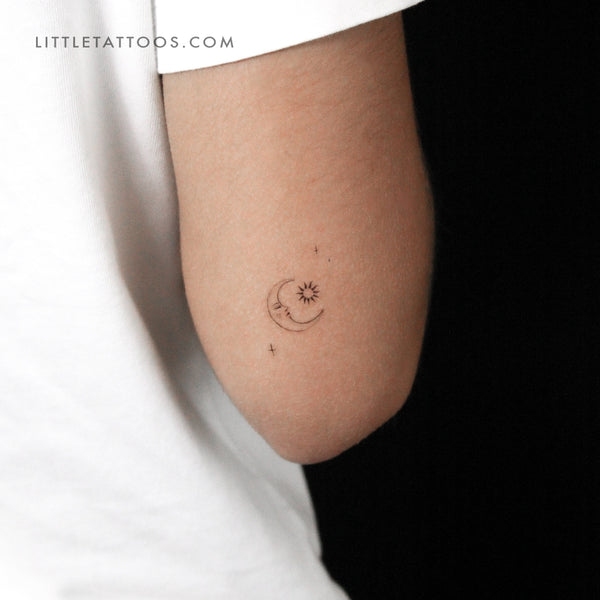 Crescent And Sun By Stefano Mazza Temporary Tattoo - Set of 3
