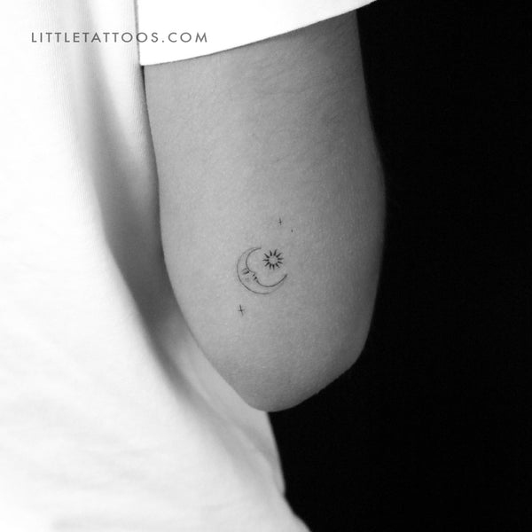 Crescent And Sun By Stefano Mazza Temporary Tattoo - Set of 3