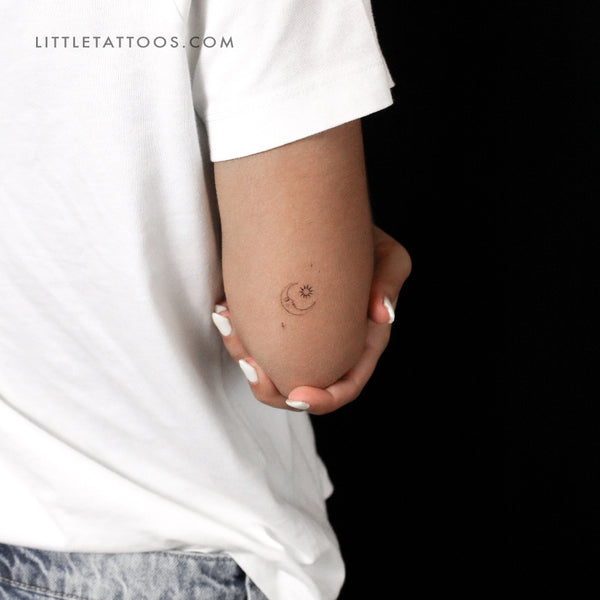 Crescent And Sun By Stefano Mazza Temporary Tattoo - Set of 3