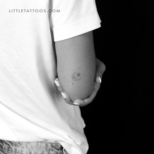 Crescent And Sun By Stefano Mazza Temporary Tattoo - Set of 3