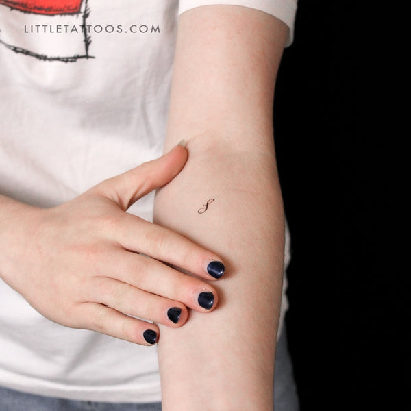 Cursive S Script Temporary Tattoo - Set of 3
