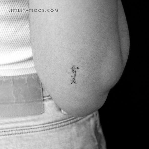 Moon Holding Mermaid By Stefano Mazza Temporary Tattoo - Set of 3