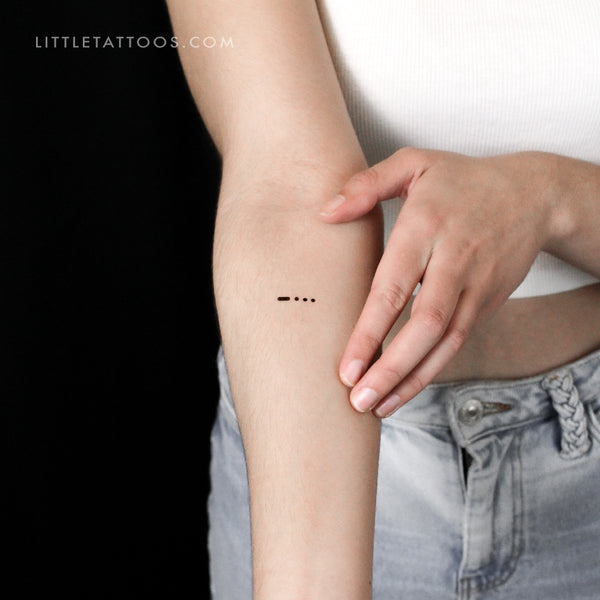 Morse Code B Temporary Tattoo - Set of 3