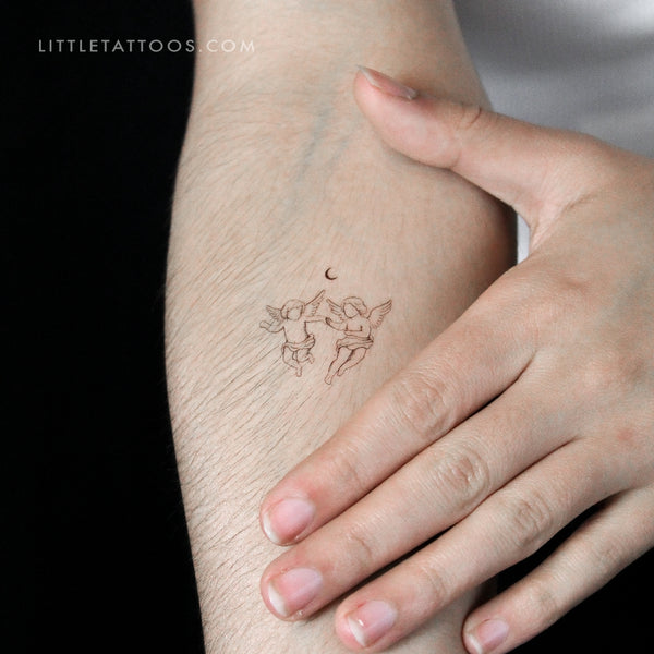 Cherub Couple By Stefano Mazza Temporary Tattoo - Set of 3