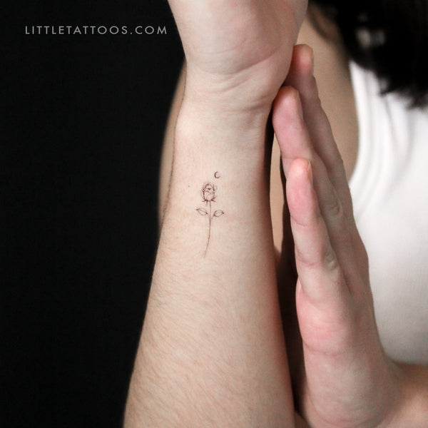 Moon Rose Temporary Tattoo By Stefano Mazza - Set of 3