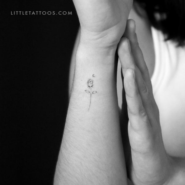 Moon Rose Temporary Tattoo By Stefano Mazza - Set of 3