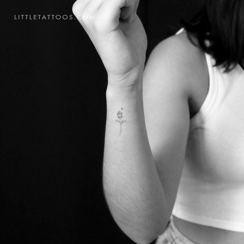 Moon Rose Temporary Tattoo By Stefano Mazza - Set of 3