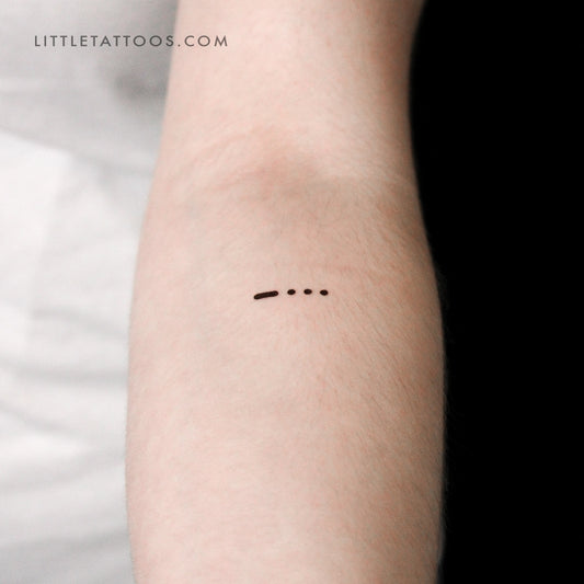 Morse Code B Temporary Tattoo - Set of 3