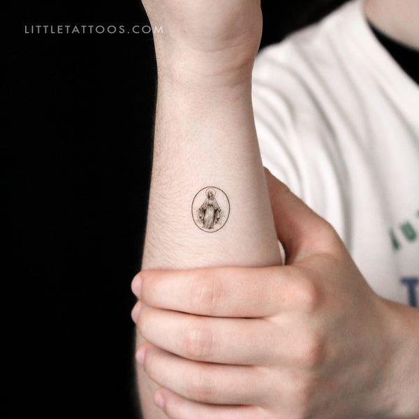 Virgin Mary Medal Temporary Tattoo - Set of 3