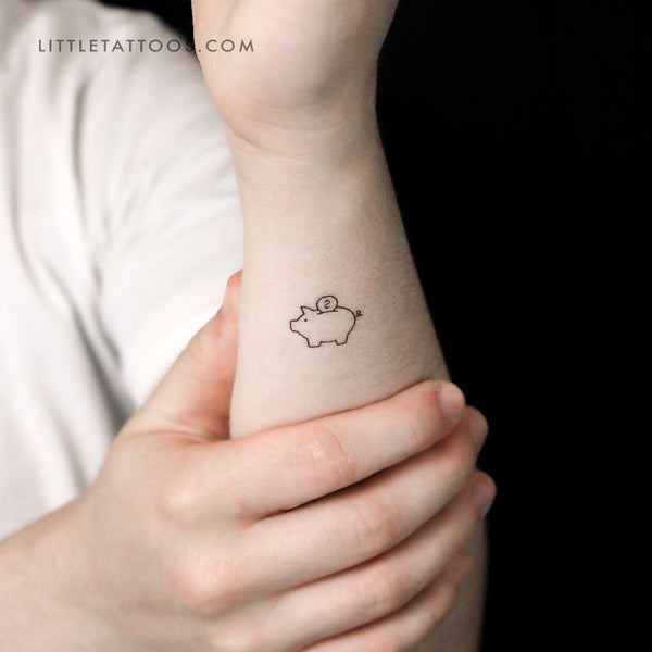 Piggy Bank Temporary Tattoo - Set of 3