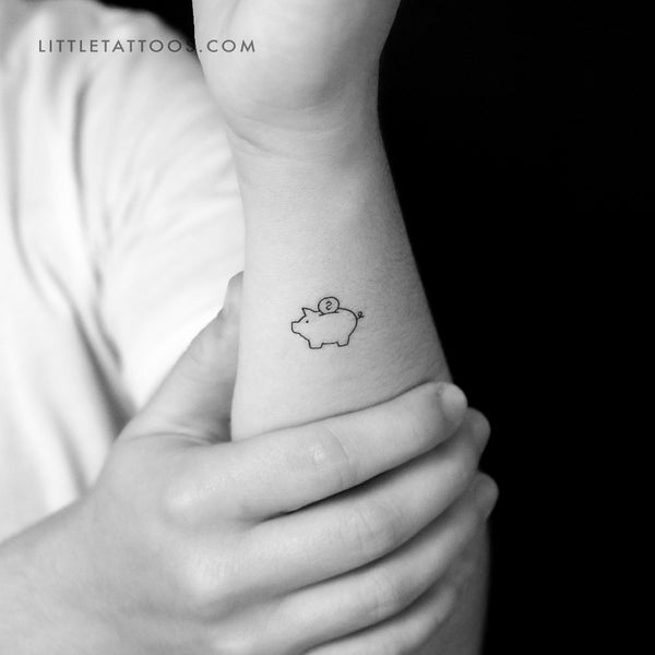 Piggy Bank Temporary Tattoo - Set of 3