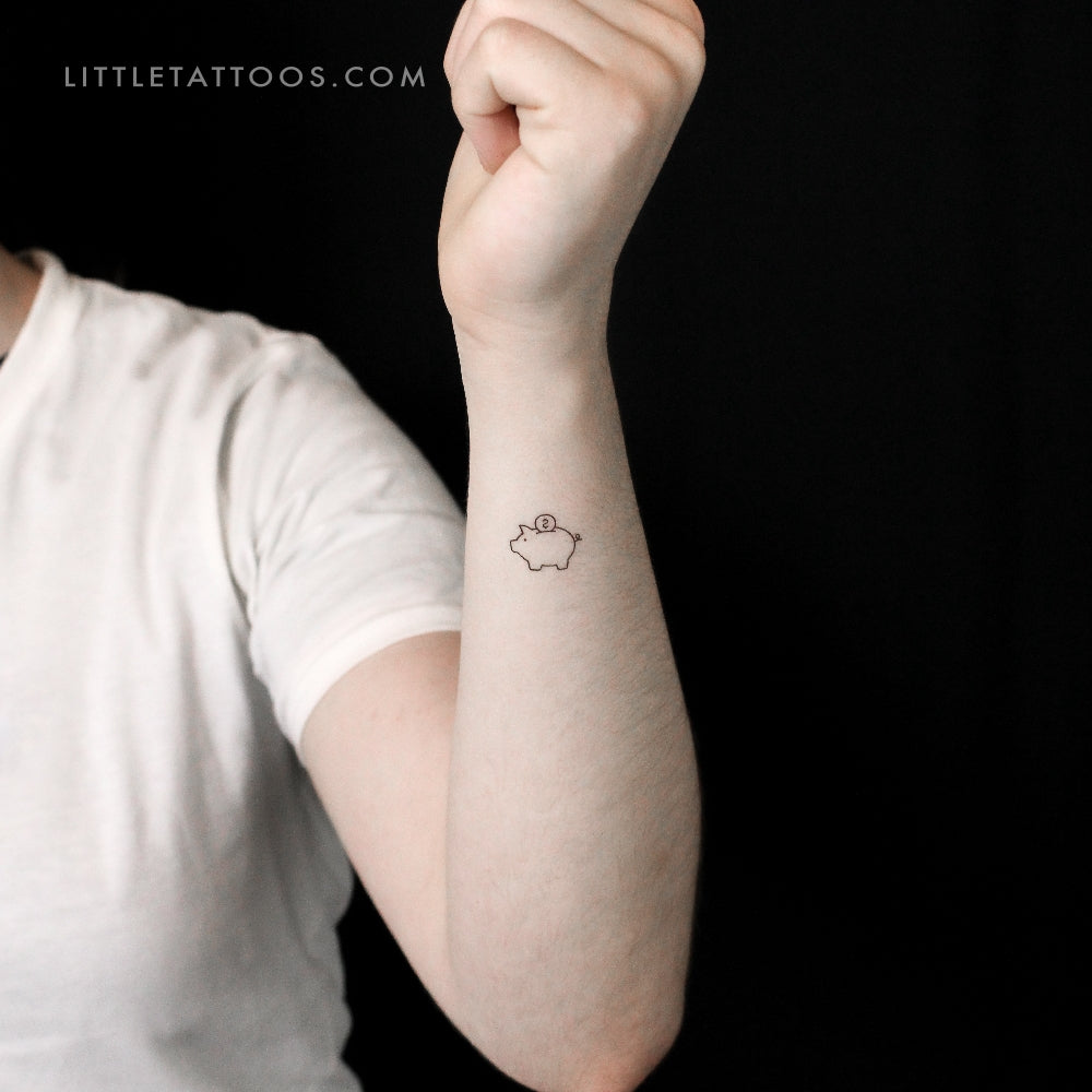 Piggy Bank Temporary Tattoo - Set of 3