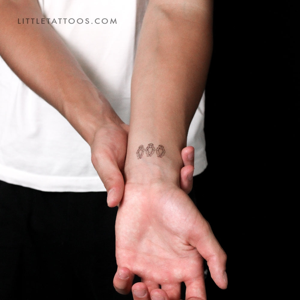 Three Wise Monkeys Temporary Tattoo - Set of 3