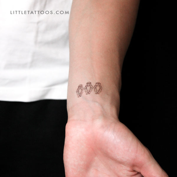 Three Wise Monkeys Temporary Tattoo - Set of 3