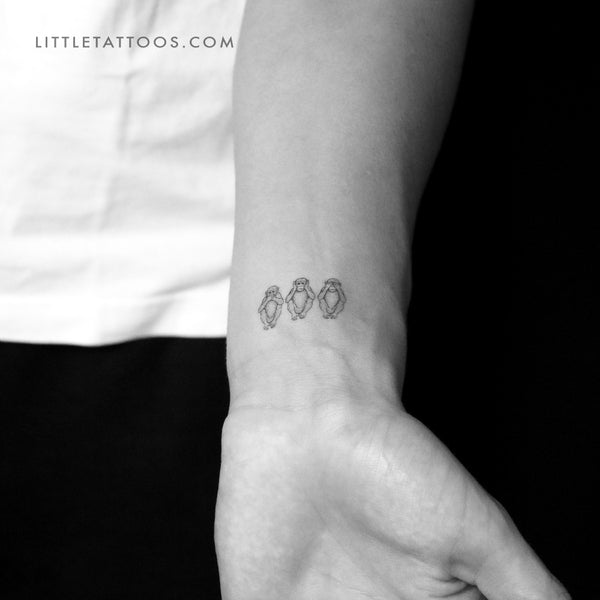 Three Wise Monkeys Temporary Tattoo - Set of 3