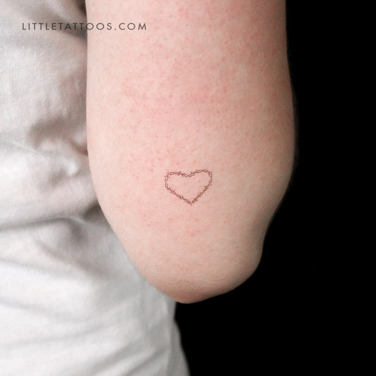 Small Heart Shaped Barbed Wire Temporary Tattoo - Set of 3