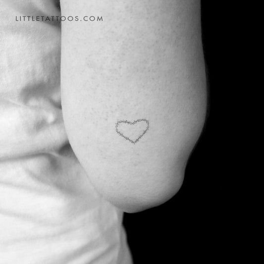 Small Heart Shaped Barbed Wire Temporary Tattoo - Set of 3