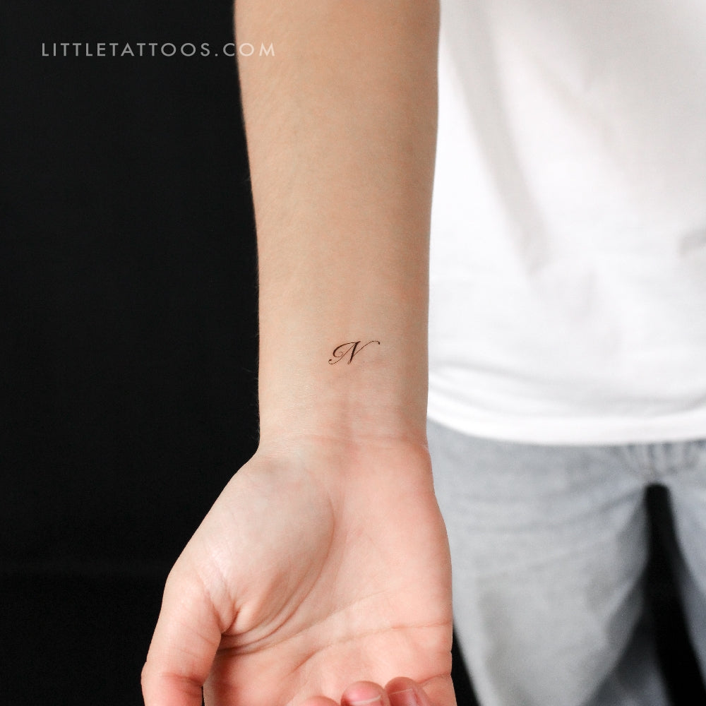 Cursive N Script Temporary Tattoo - Set of 3