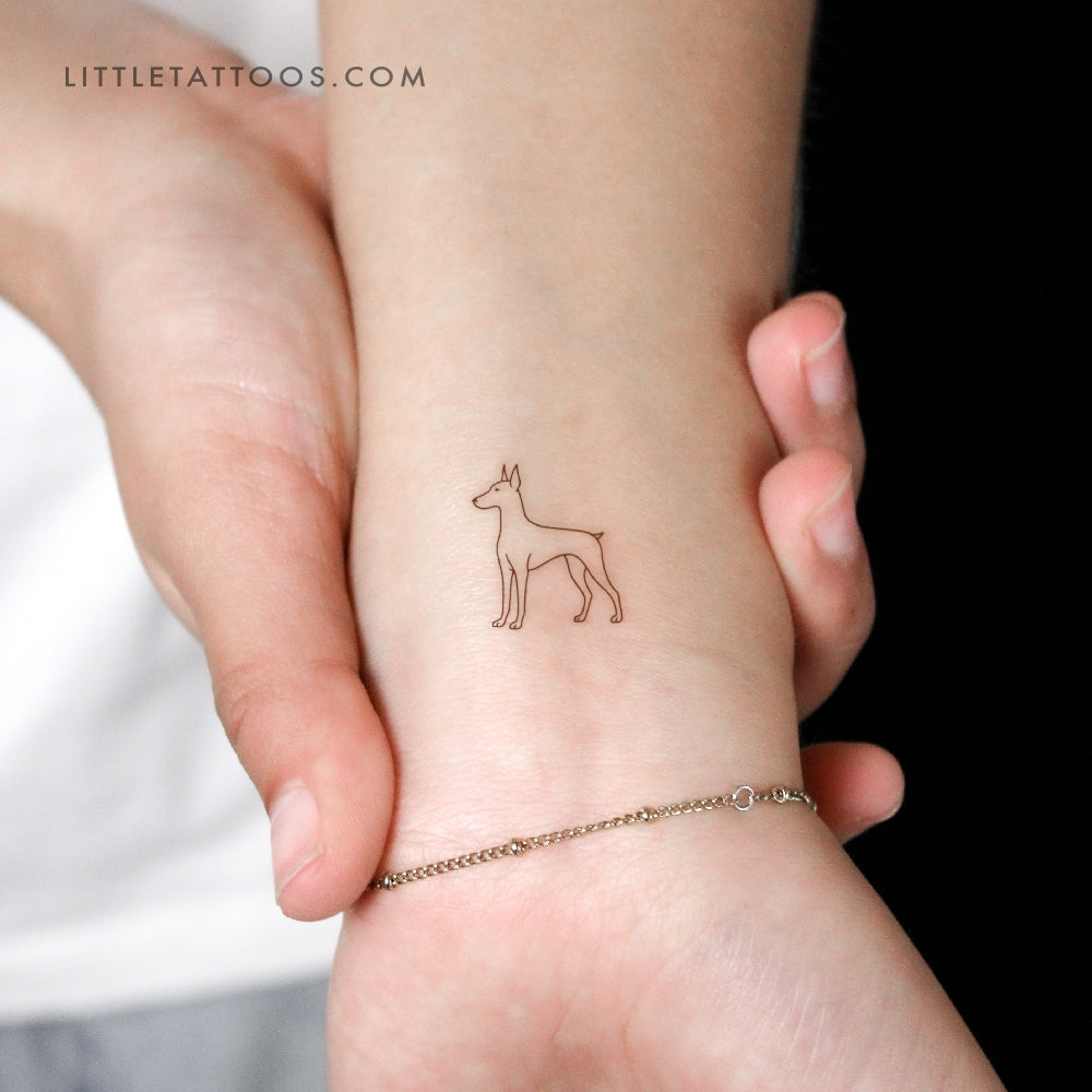 Fine Line Doberman Temporary Tattoo - Set of 3
