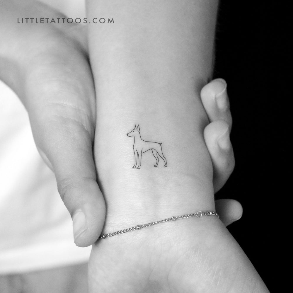 Fine Line Doberman Temporary Tattoo - Set of 3