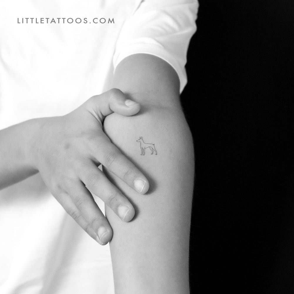 Fine Line Doberman Temporary Tattoo - Set of 3