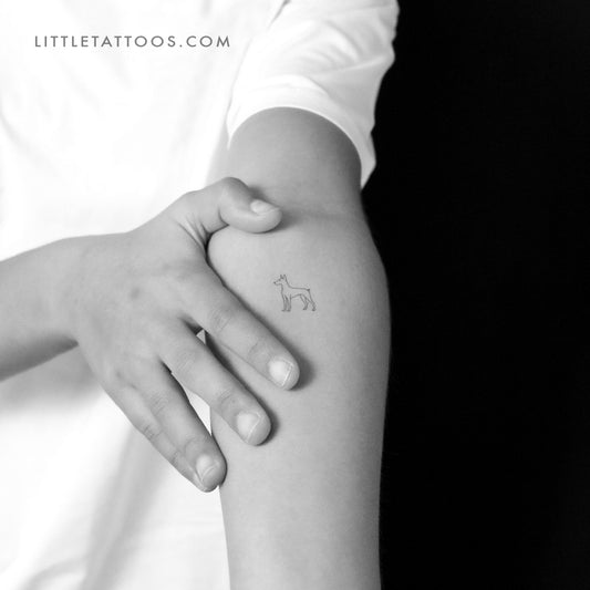 Fine Line Doberman Temporary Tattoo - Set of 3