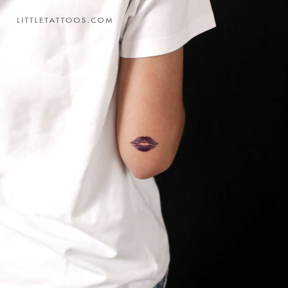 Blue Kiss Mark Temporary Tattoo - Set of 3
