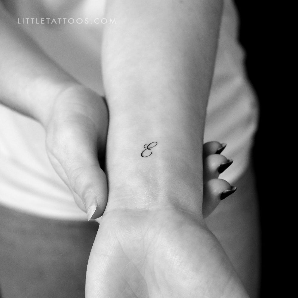 Letter E Script Temporary Tattoo - Set of 3