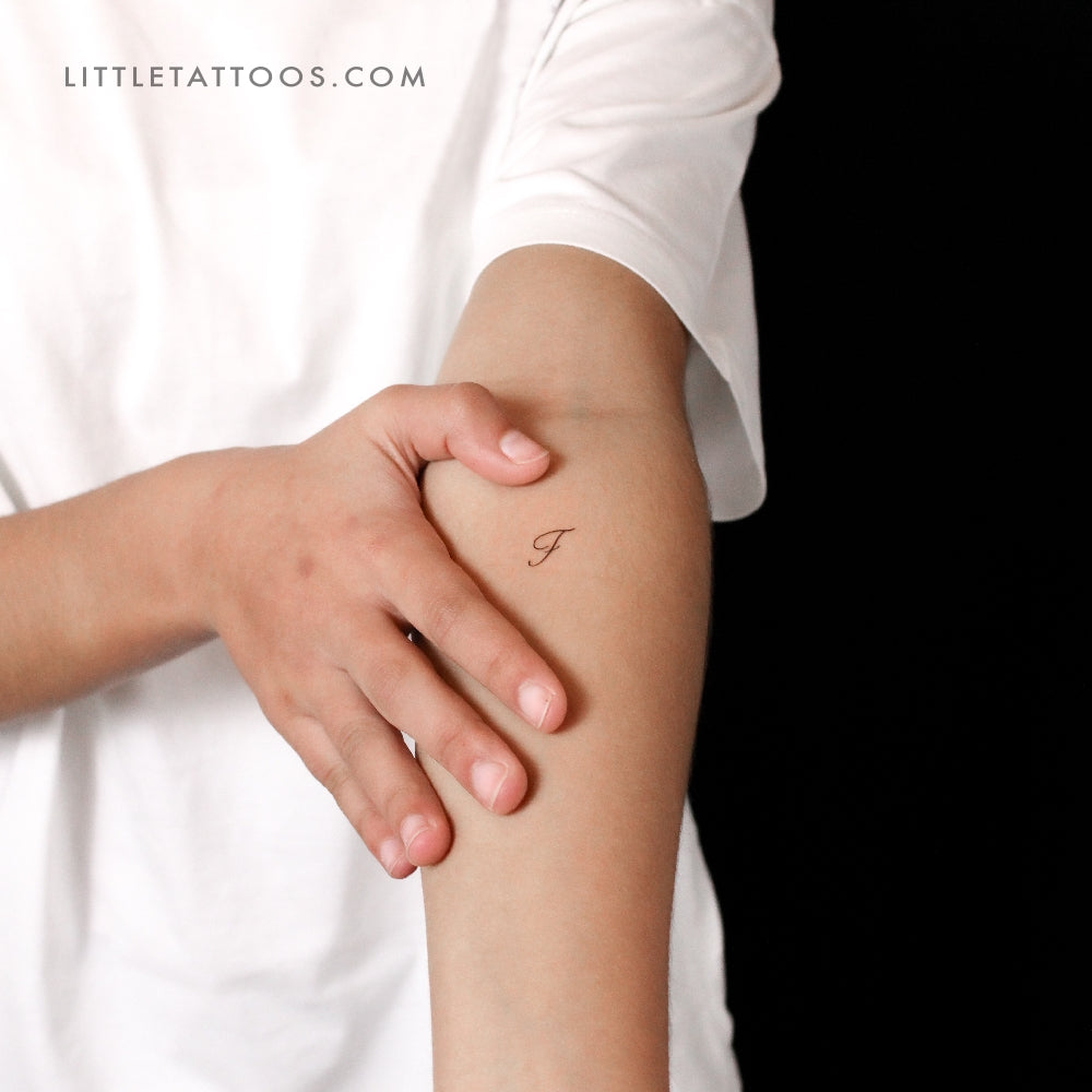 Letter F Script Temporary Tattoo - Set of 3