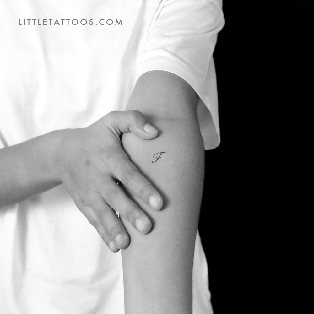 Letter F Script Temporary Tattoo - Set of 3