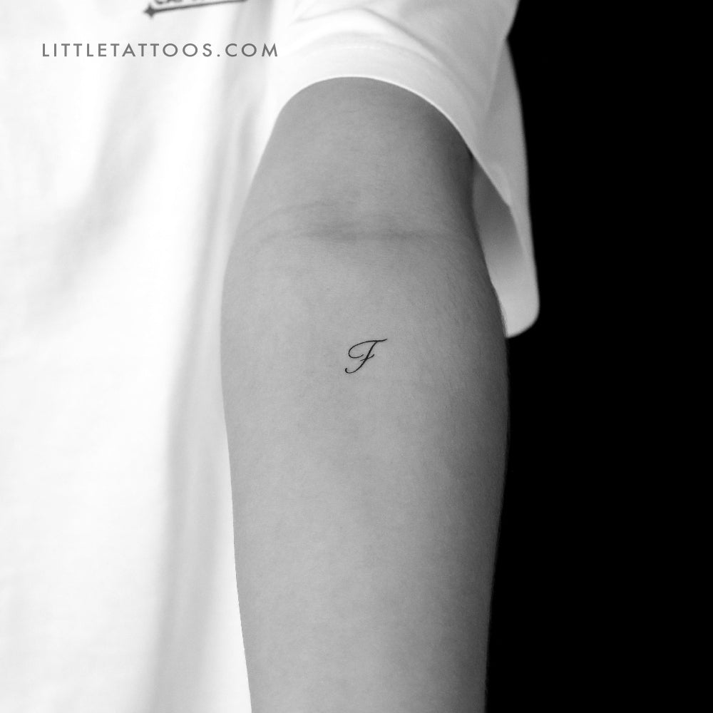 Letter F Script Temporary Tattoo - Set of 3